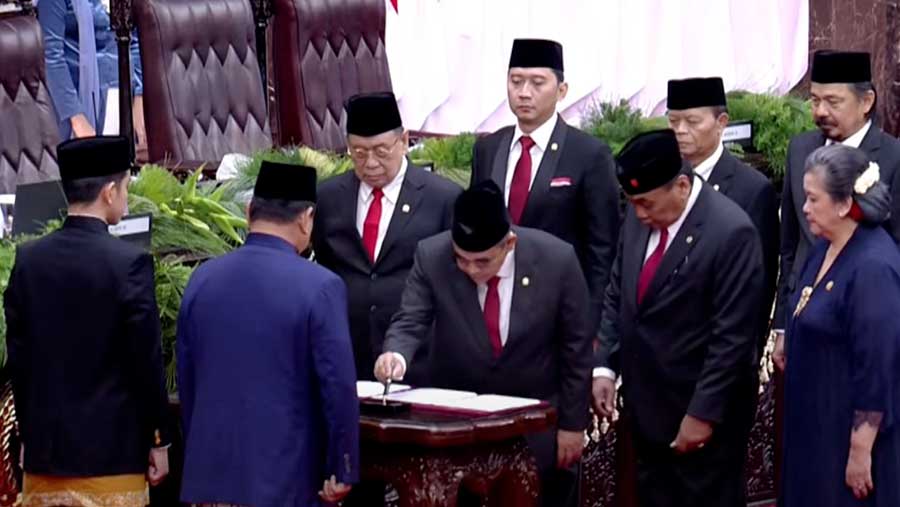 Penandatangan Berita Acara Pelantikan Presiden Republik Indonesia 20 Oktober 2024 (YouTube Setpres)