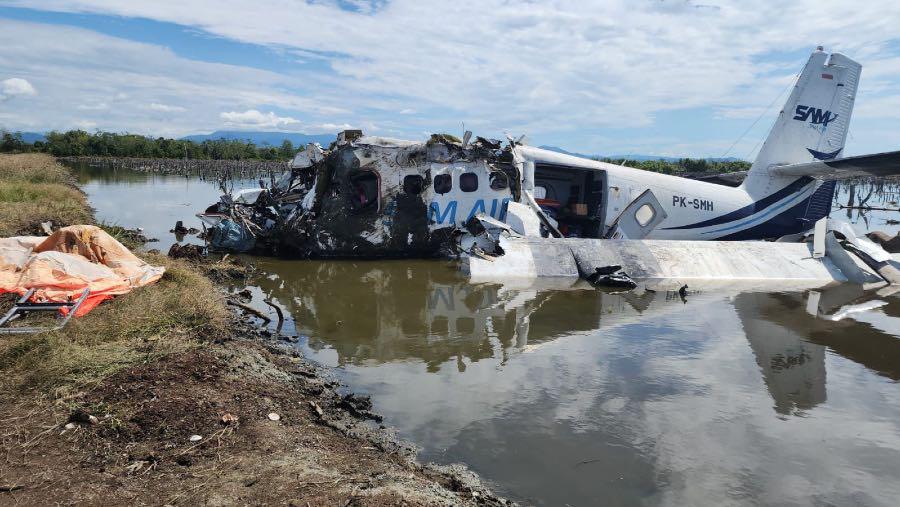 Kecelakaan Pesawat Perintis PT. SAM Air di Bandara Panua Pohuwato, Minggu (20/10/2024)./dok. Kemenhub