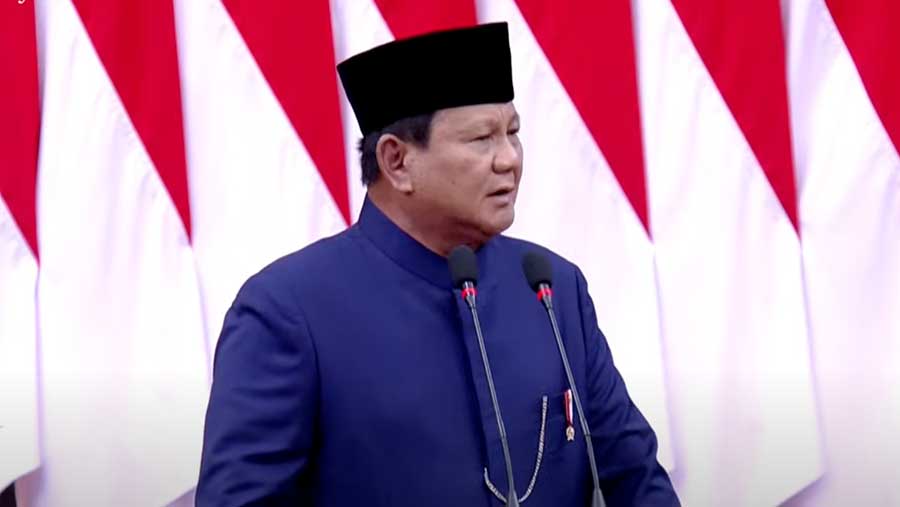 Pidato Presiden Republik Indonesia Prabowo Subianto Masa Jabatan 2024-2029 (YouTube Setpres)