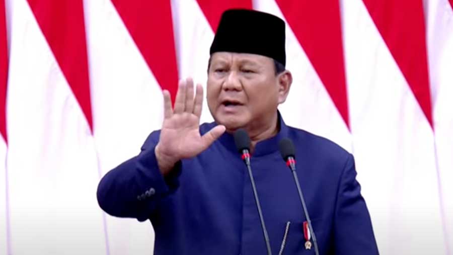 Pidato Presiden Republik Indonesia Prabowo Subianto Masa Jabatan 2024-2029 (YouTube Setpres)