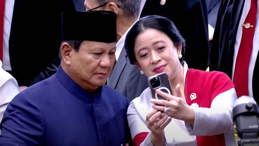 Prabowo dan Puan Maharani Berswafoto di Pelantikan Presiden Republik Indonesia 20 Oktober 2024 (YouTube Setpres)