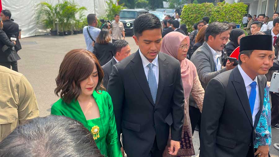 Kaesang Hadir di Pelantikan Menteri Kabinet Merah Putih Masa Jabatan 2024-2029, Istana Negara, 21 Oktober 2024 (Bloomberg Technoz/Azura Yumna)