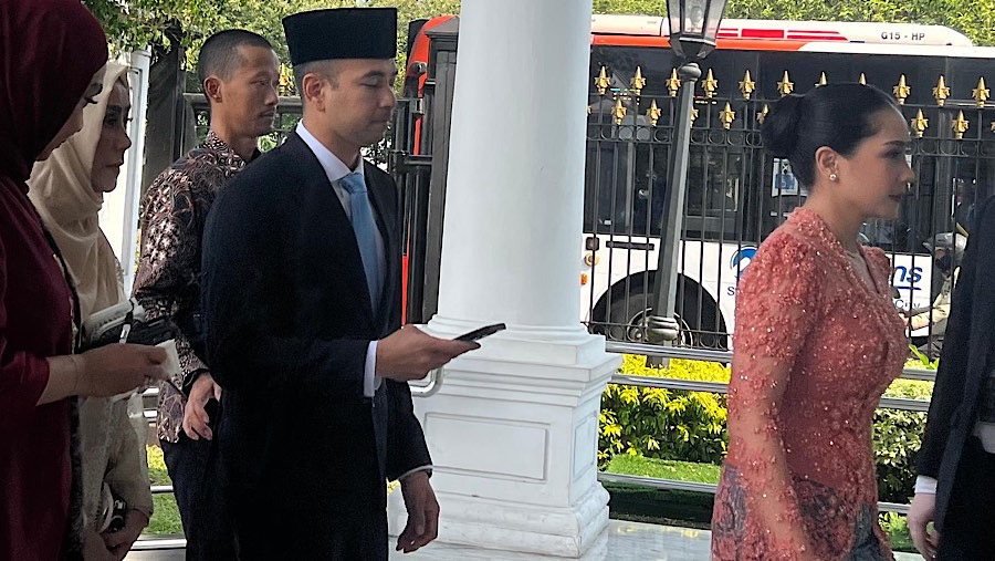 Raffi Ahmad di Istana Kepresidenan. (Bloomberg Technoz/Mis Fransiska Dewi)