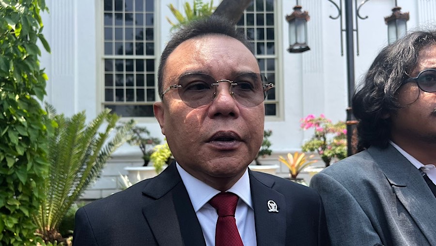 Sufmi Dasco Ahmad di Istana Kepresidenan. (Bloomberg Technoz/Mis Fransiska Dewi)