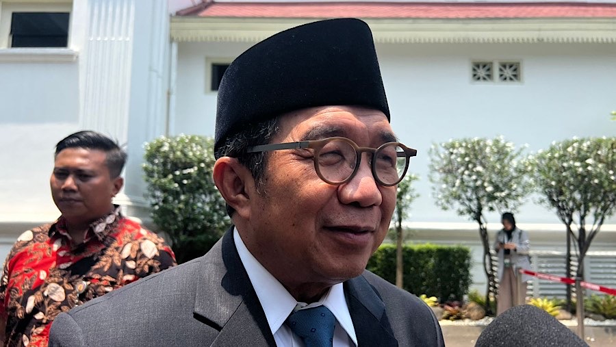 Kepala Badan Pengelola Investasi Daya Anagata Nusantara, Muliaman Darmansyah Hadad di Istana Kepresidenan. (Bloomberg Technoz/Mis Fransiska Dewi)