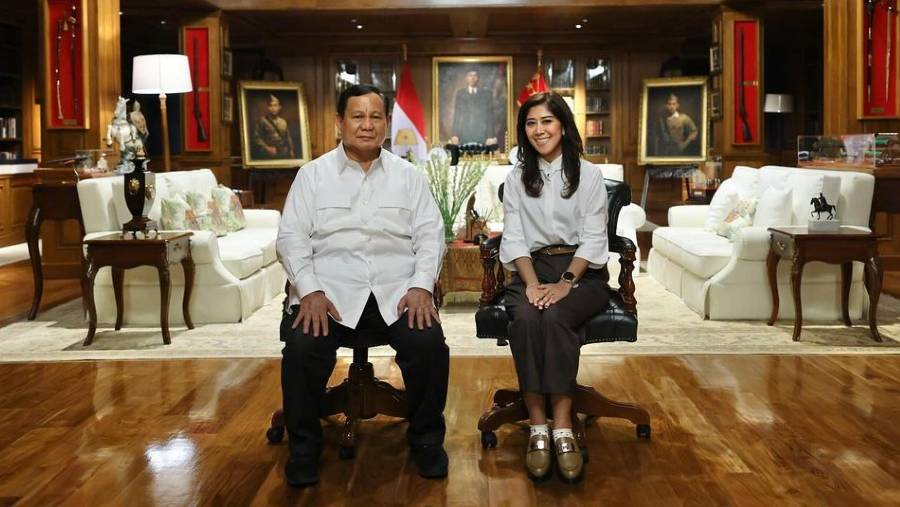 Menteri Komunikasi & Digital Meutya Hafid bersama Presiden Prabowo Subianto. (Dok: Instagram/meutya_hafid)