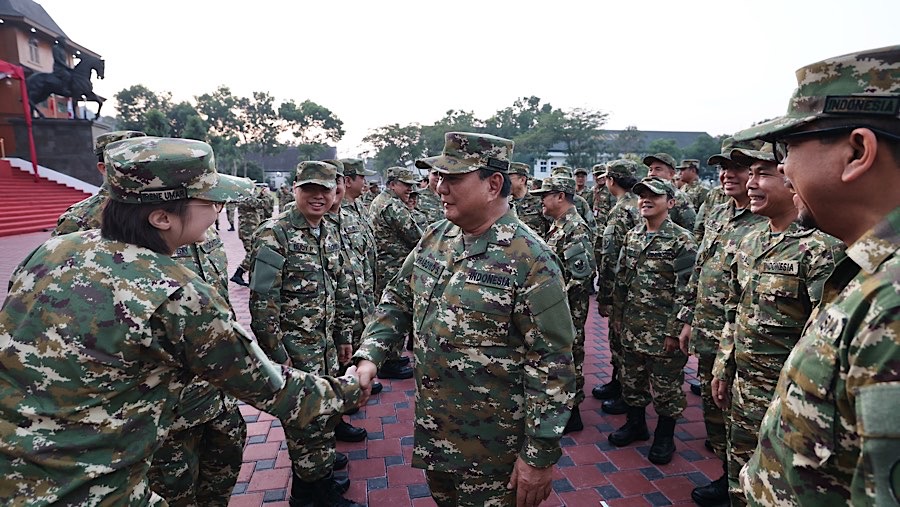 Presiden Prabowo Subianto saat Retret Kabinet Merah Putih di Lapangan Sapta Marga, Akmil Magelang pada Jumat (25/10/2024) (Tim Media Prabowo Subianto)