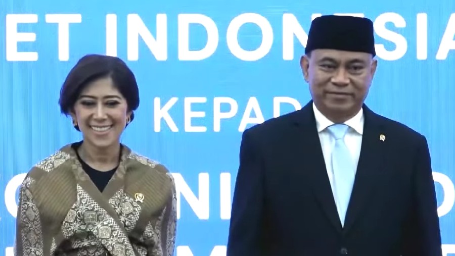 Budi Arie Setiadi saat pelepasan/penyambutan Menteri Komunikasi dan Digital baru Meutya Hafid. (Dok: Kominfo)	
