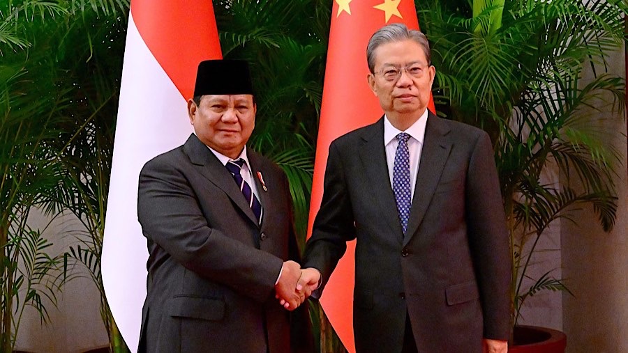 Presiden Prabowo Subianto bertemu dengan Ketua Kongres Rakyat Nasional (National People's Congress) RRT Zhao Leji. (BPMI Setpres/Muchlis Jr)