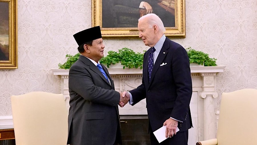 Presiden Prabowo Subianto melakukan pertemuan dengan Presiden AS, Joe Biden, di Gedung Putih, Selasa (12/11/2024). (BPMI Setpres/Muchlis Jr)