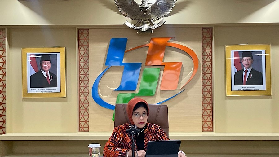 Plt. Kepala Badan Pusat Statistik (BPS) Amalia Adininggar Widyasanti saat rilis BPS, Jumat (15/11/2024). (Bloomberg Technoz/Azura Yumna)