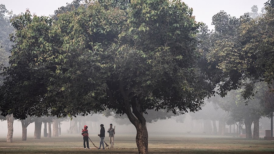 Tingkat polusi di ibu kota India tersebut berada dalam kategori 'sangat tidak sehat' atau 'berbahaya'. (Anindito Mukherjee/Bloomberg)