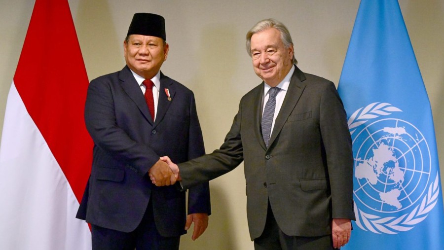 Presiden Prabowo Subianto bertemu dengan Sekretaris Jenderal PBB, António Guterres. (Foto: BPMI Setpres/Muchlis Jr)