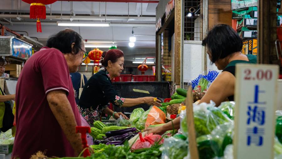 Pasar di Singapura. (Bloomberg)