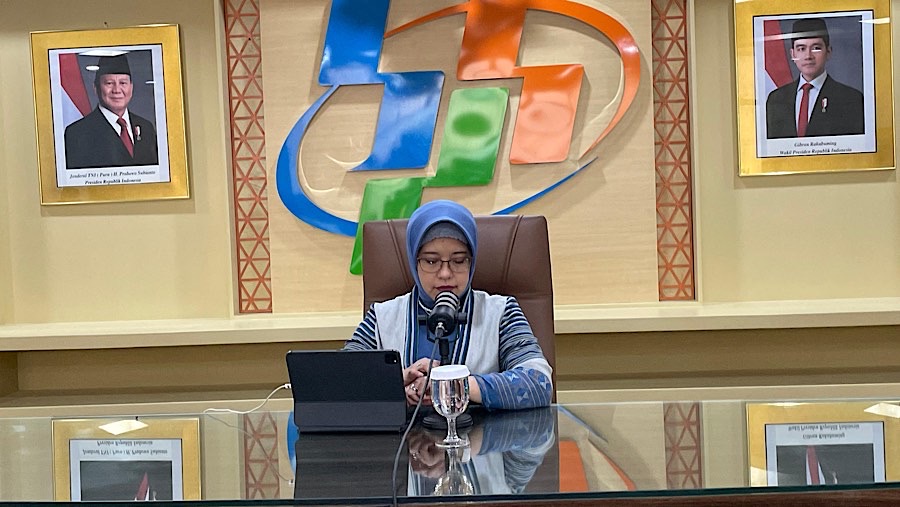 Plt Kepala Badan Pusat Statistik (BPS), Amalia Adininggar Widyasanti saat rilis BPS 2 Desenber (Bloomberg Technoz/ Azura Yumna)