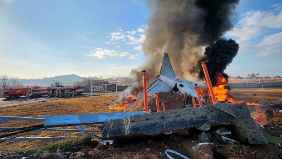 Gambaran situasi insiden kecelakaan Jeju Air di Korea Selatan. (Dok: Yonhap)