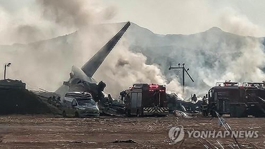 Gambaran situasi insiden kecelakaan Jeju Air di Korea Selatan. (Sumber: Yonhap)	
