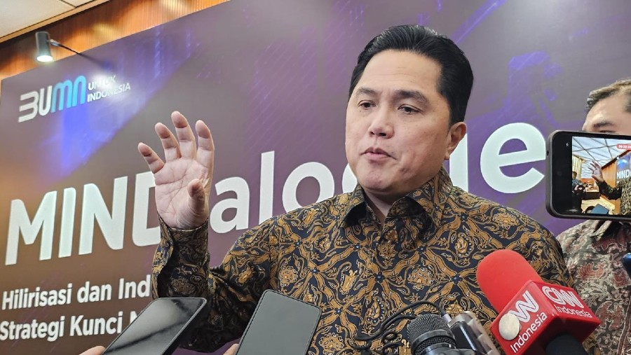 Menteri BUMN Erick Thohir di acara MINDialogue, Kamis (9/1/2025)./Bloomberg Technoz-Mis Fransiska Dewi