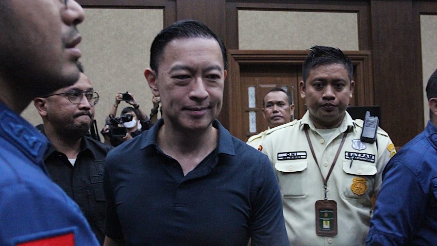 Mantan Mendag, Thomas Trikasih Lembong (Tom Lembong) menjalani sidang di Pengadilan Tipikor, Kamis (6/3/2025). (Bloomberg Technoz/Andrean Kristianto)