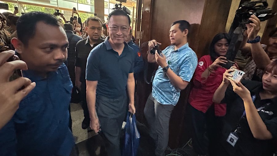 Mantan Mendag, Thomas Trikasih Lembong (Tom Lembong) menjalani sidang di Pengadilan Tipikor, Kamis (6/3/2025). (Bloomberg Technoz/Andrean Kristianto)