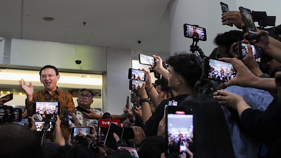 Kejagung memeriksa Ahok diperiksa sebagai saksi saat menjabat sebagai Komisaris Utama PT Pertamina (Persero). (Bloomberg Technoz/Andrean Kristianto)