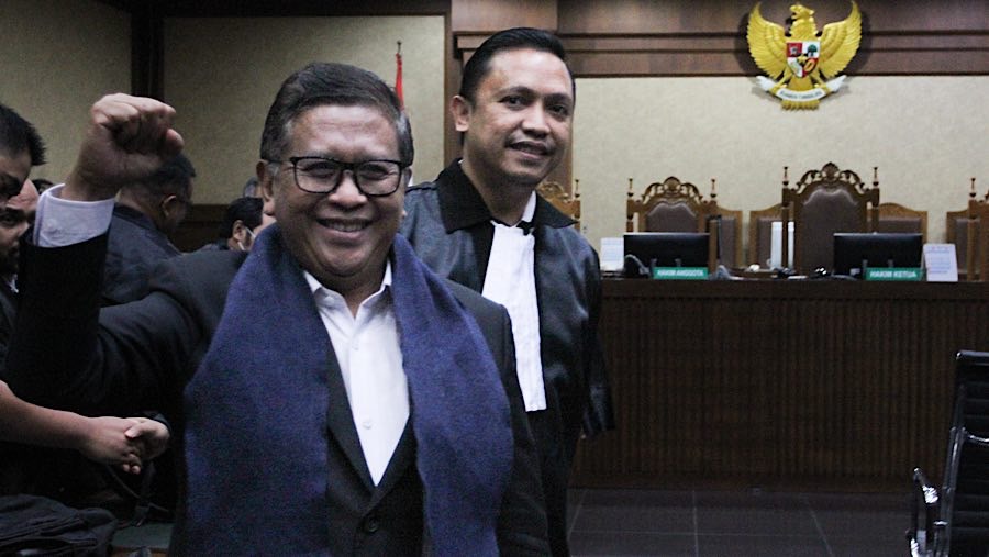 Hasto meyakini proses hukum yang dijalankannya merupakan bentuk kriminalisasi hukum. (Bloomberg Technoz/Andrean Kristianto)