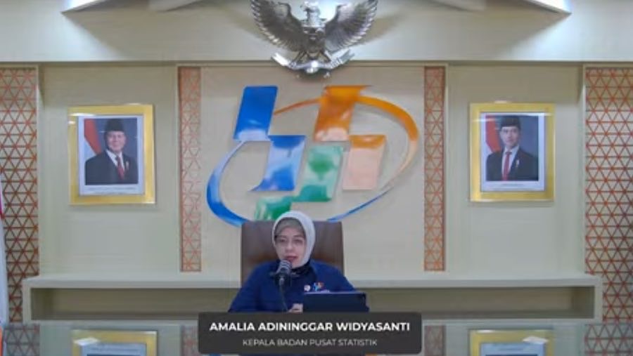 Kepala Badan Pusat Statistik (BPS) Amalia Adininggar Widyasanti saat rilis 17 Maret 2025. (Tangkapan Layar Youtube BPS)
