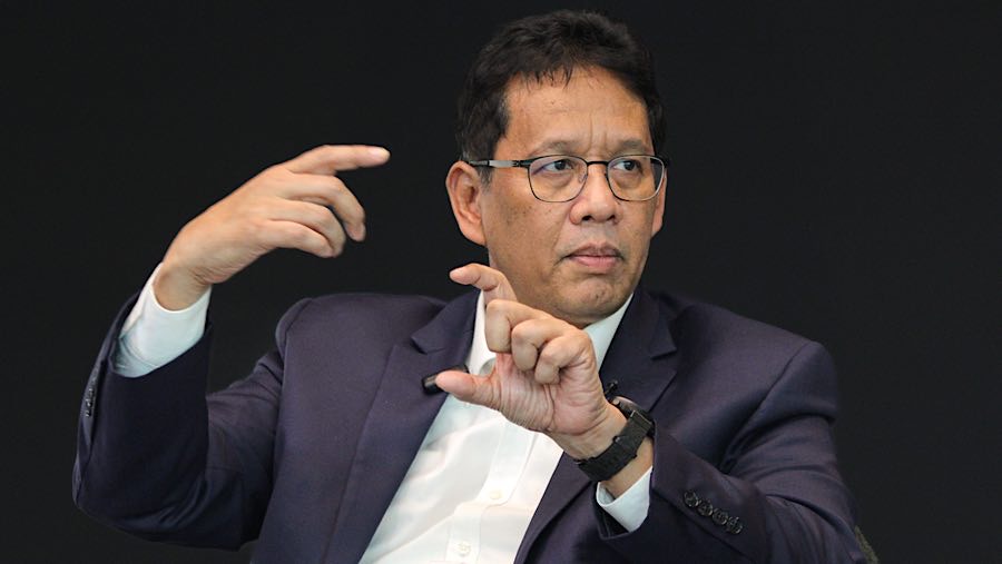 Ketua Dewan Komisioner LPS, Purbaya Yudhi Sadewa di kantor Bloomberg Technoz, Jakarta, Rabu (16/4/2025). (Bloomberg Technoz/Andrean Kristianto)