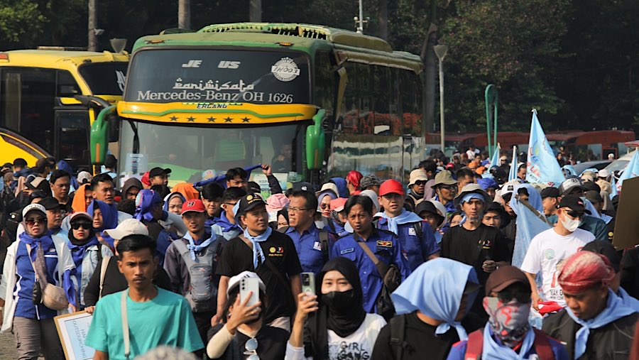 Setiap tanggal 1 Mei, dunia memperingati Hari Buruh Internasional atau May Day.  (Bloomberg Technoz/Andrean Kristianto)