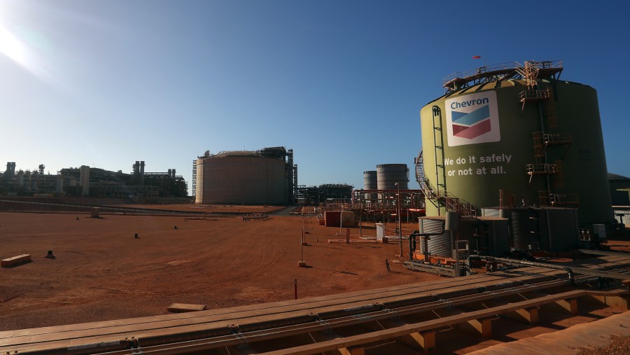 Fasilitas LNG dan CCS Gorgon, yang dioperasikan oleh Chevron Corp, di Pulau Barrow, Australia./Bloomberg-Lisa Maree Williams