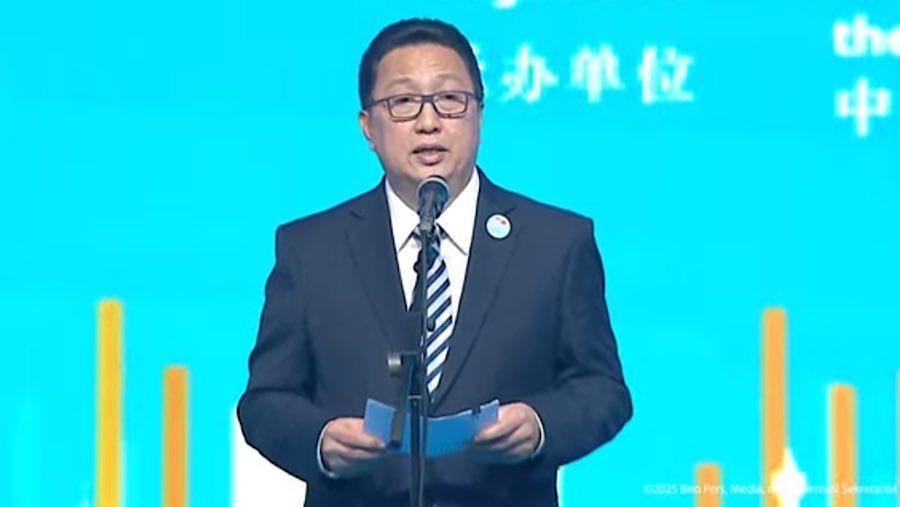 Ketua KADIN Indonesia Komite Tiongkok Garibaldi ‘Boy’ Thohir dalam acara Indonesia-China Business Reception 2025 di Jakarta. (Youtube Setpres)