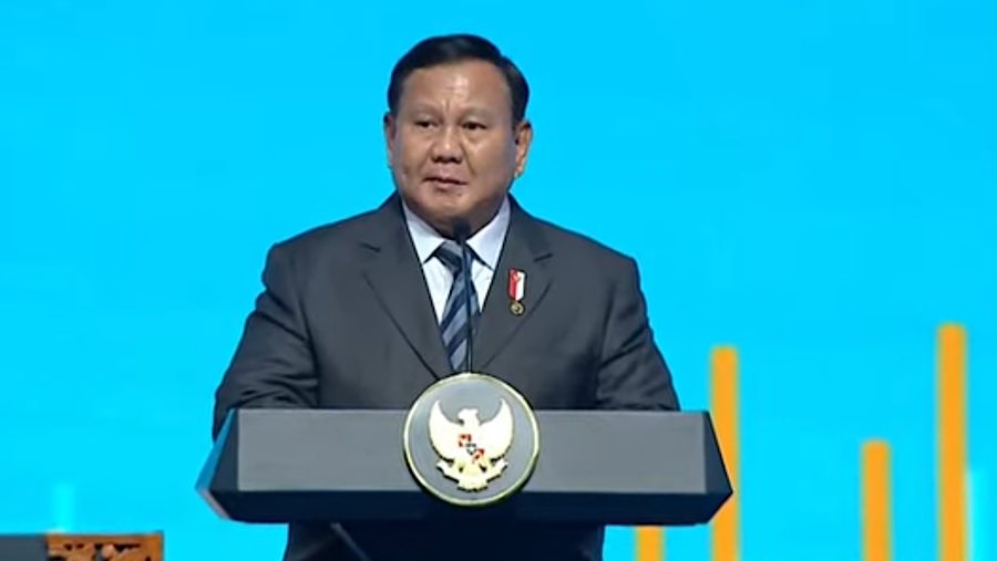 Presiden Prabowo Subianto dalam acara Indonesia-China Business Reception 2025 di Jakarta. (Youtube Setpres)