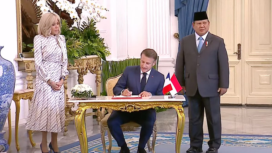 Upacara Penyambutan Kunjungan Kenegaraan Presiden Prancis Emmanuel Macron, Jakarta,28 Mei 2025 (Dok. Tangkapan Layar YouTube Setpres)