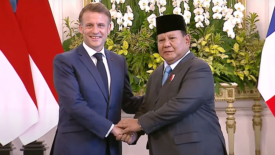 Upacara Penyambutan Kunjungan Kenegaraan Presiden Prancis Emmanuel Macron, Jakarta,28 Mei 2025 (Dok. Tangkapan Layar YouTube Setpres)