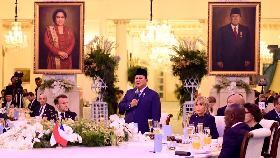 Presiden Prabowo Subianto menggelar jamuan makan malam bersama Presiden Prancis Emmanuel Macron. (Foto: Muchlis Jr - Biro Pers Sekretariat Presiden)