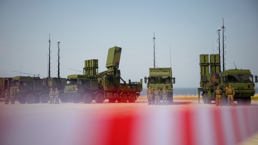 Sistem pertahanan udara IRIS-T SLM di Panker, Jerman. (Gregor Fischer/Getty Images via Bloomberg)