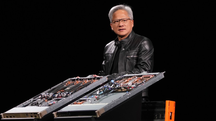 Jensen Huang, CEO Nvidia di Konferensi VivaTech 2025. (Nathan Laine/Bloomberg)	
