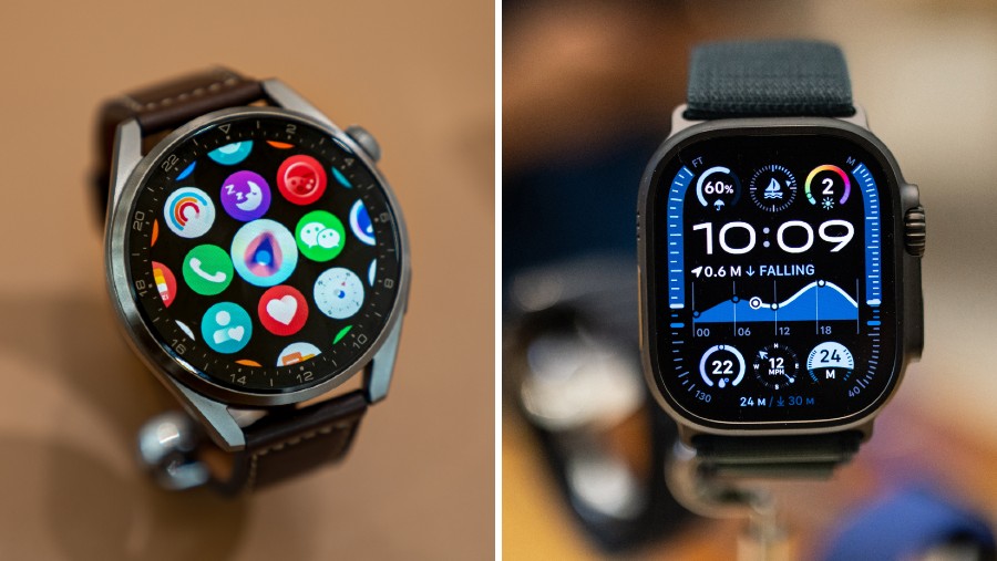 Huawei Watch GT dan Apple Watch Ultra 2. (Bloomberg)