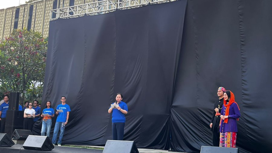 Direktur Utama Sarinah Raisha Syarfuan dalam Official Launching Sarinah Jakarta E-Prix, Minggu (15/6/2025) - Bloomberg Technoz, Merinda Faradianti

