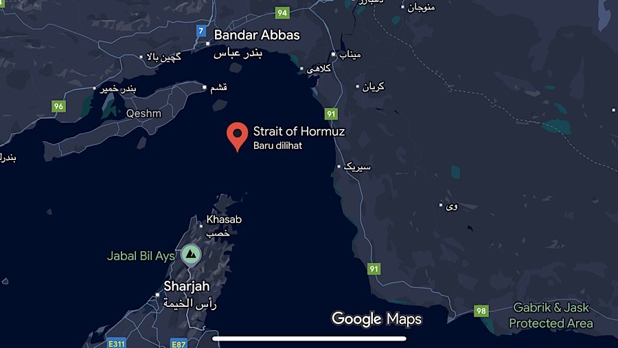 Selat Hormuz. (Google Map)