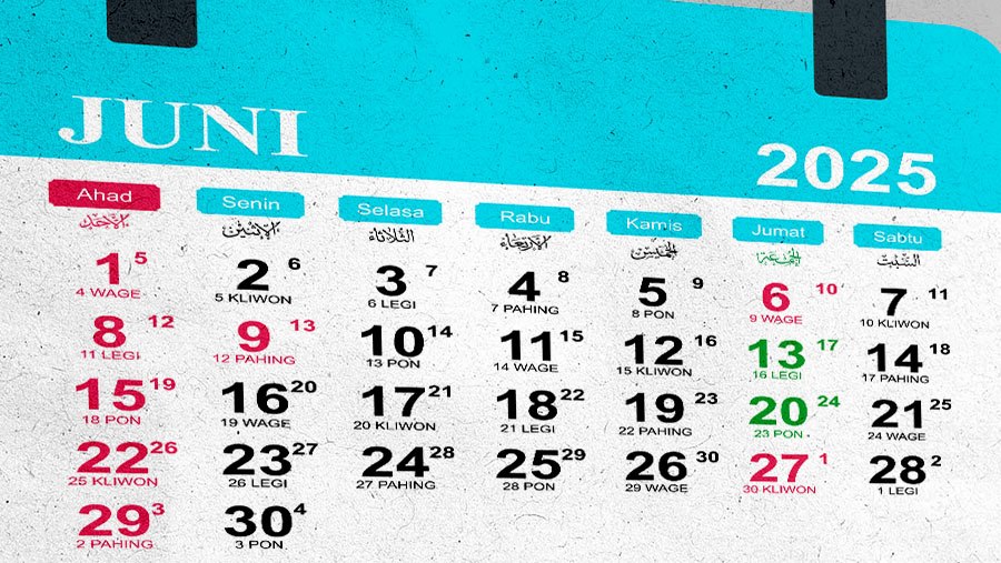 Ilustrasi Kalender bulan Juni 2025 (Bloomberg Technoz)