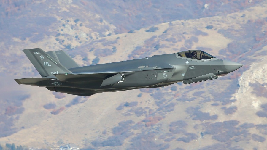 Jet temput F-35A. (George Frey/Getty Images via Bloomberg)