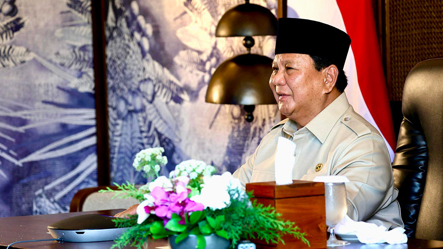Presiden RI Prabowo Subianto dalam sambutannya mengatakan bahwa proyek-proyek yang diresmikan serentak di 15 provinsi (Dok. BPMI Setpres)