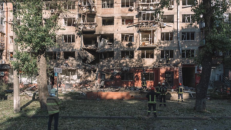 Sebagian besar setanga tersebut menargetkan Kyiv, dalam serangan semalam yang berlangsung lebih dari 11 jam.  (Andrew Kravchenko/Bloomberg)