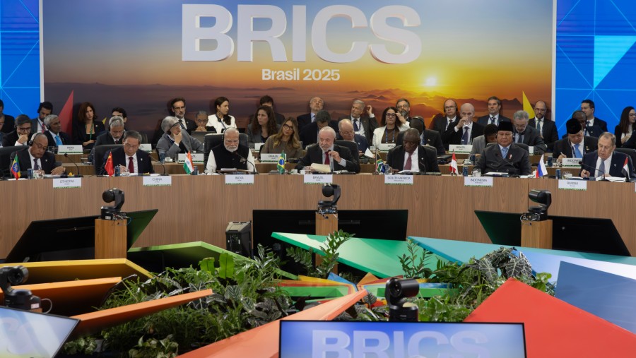 Kepala negara di KTT BRICS 2025 di Rio de Janeiro, Brasil, Minggu (6/7/2025)./Bloomberg-Dado Galdieri