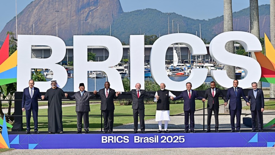 Presiden Prabowo Subianto bersama pemimpin negara anggota BRICS di Brasil. (Dok. Setpres RI)