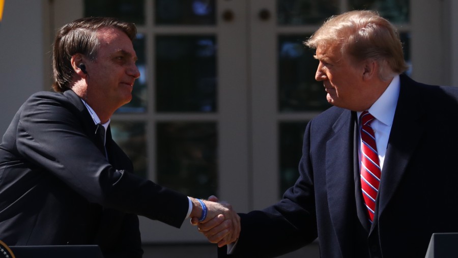 Pertemuan Donald Trump dan Jair Bolsonaro tahun 2019. (Bloomberg)