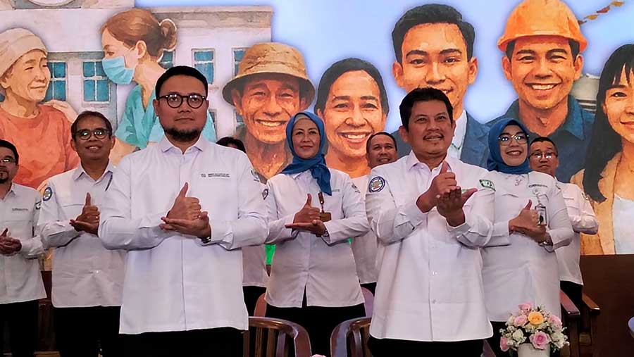 Dirut BPJS Kesehatan, Ali Ghufron Mukti, di acara Public Expose Pengelola Program dan Keuangan BPJS Kesehatan tahun 2024. (Bloomberg Technoz/Dinda)