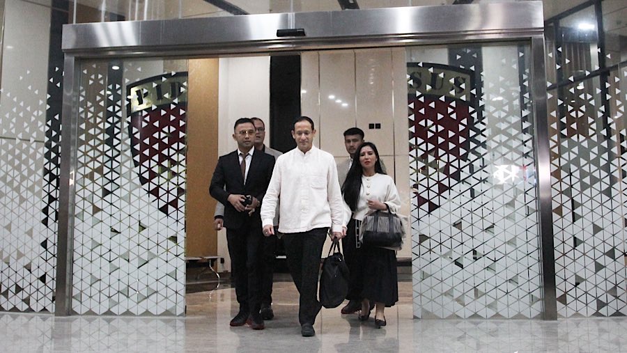 Nadiem diperiksa penyidik Jampidsus selama sembilan jam. (Bloomberg Technoz/Andrean Kristianto)