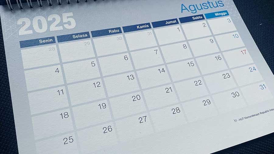 Kalender Bulan Agustus 2025 (Bloomberg Technoz)
